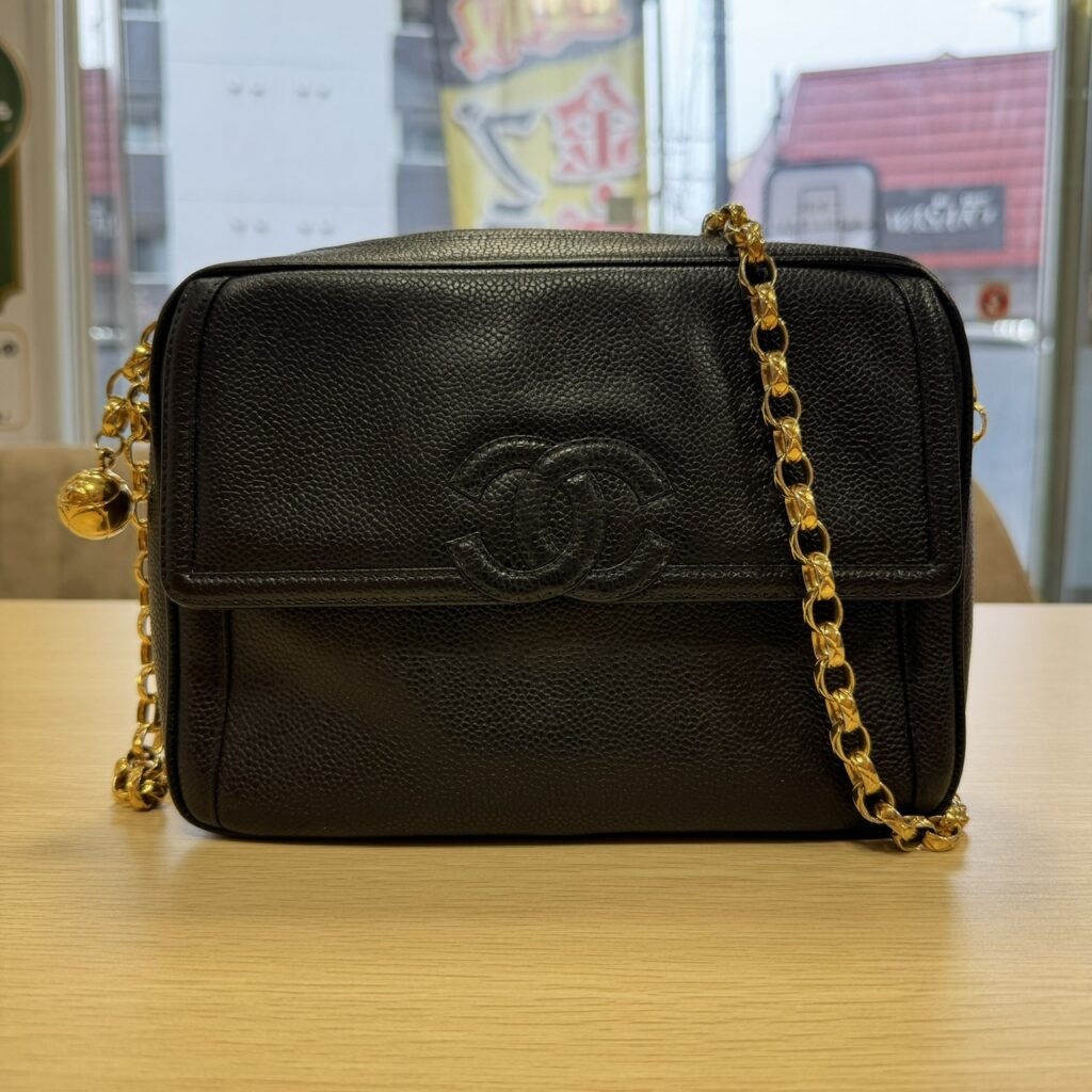 藤沢市長後の買取ふじで買取したシャネル キャビアスキン ココボール ブラック チェーンショルダーバッグ